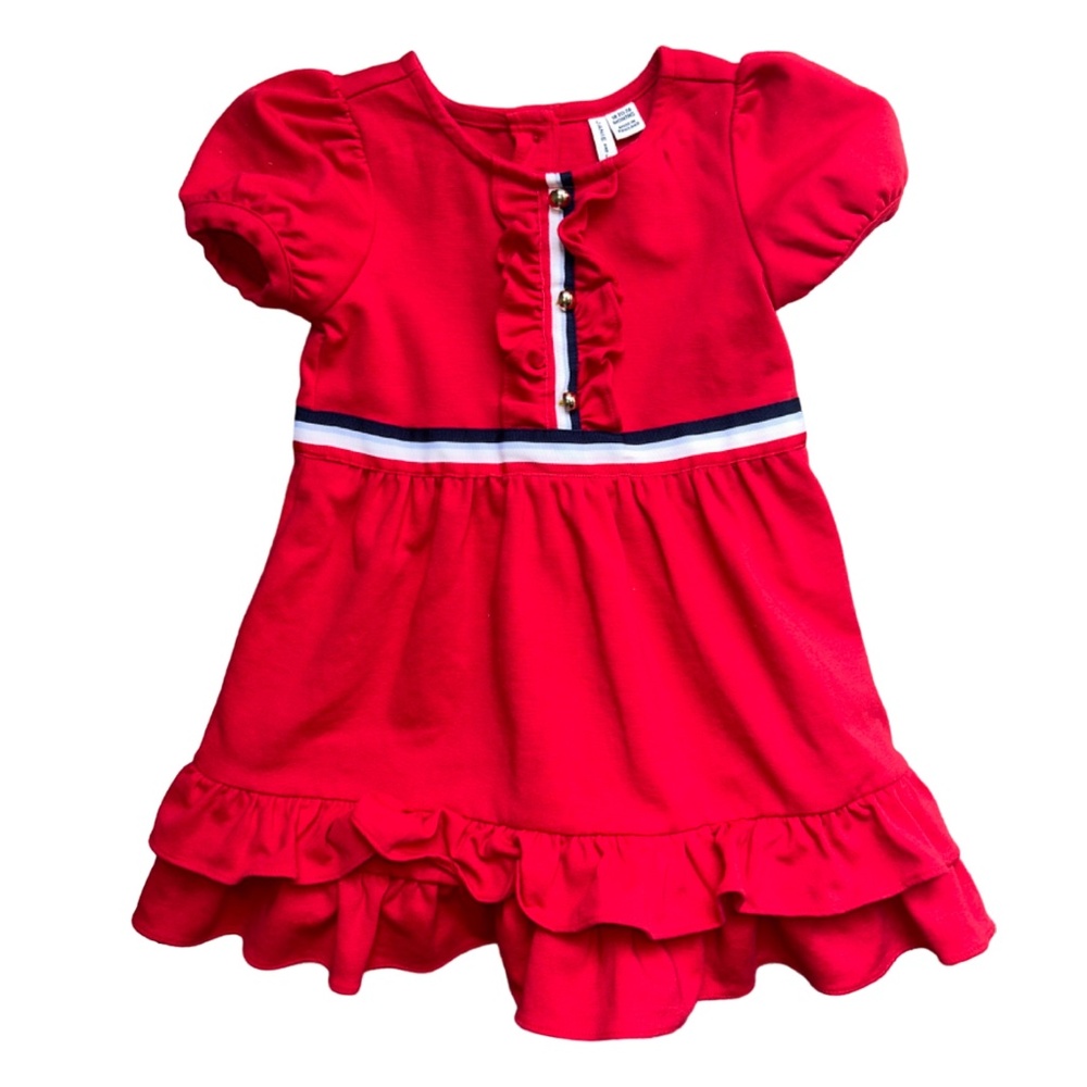 Janie and Jack baby girl red ruffle day dress 18-24 mos